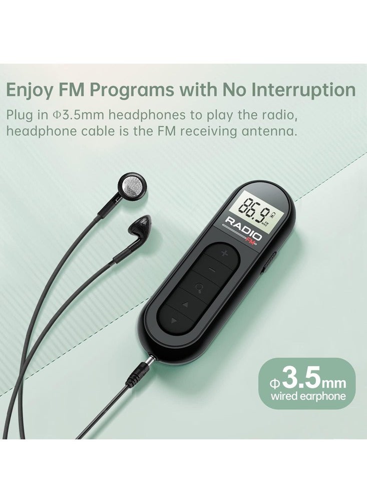 DAX STAR - FM Walkman Radio Portable Radio,LED Display FM Rechargeable Pocket Portable With Back Clip Automatic for Collar, Pocket - Image 1