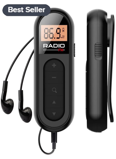 FM Walkman Radio Portable Radio,LED Display FM Rechargeable Pocket Portable With Back Clip Automatic for Collar, Pocket