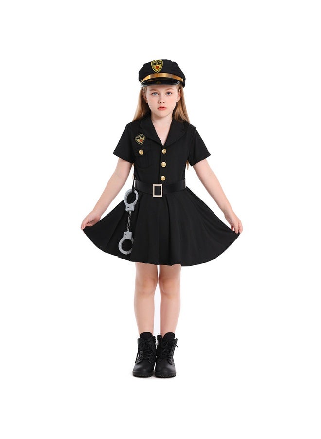 NIBEMINENT A dark blue and black policewoman dress for girls' career experience clothing - Image 1