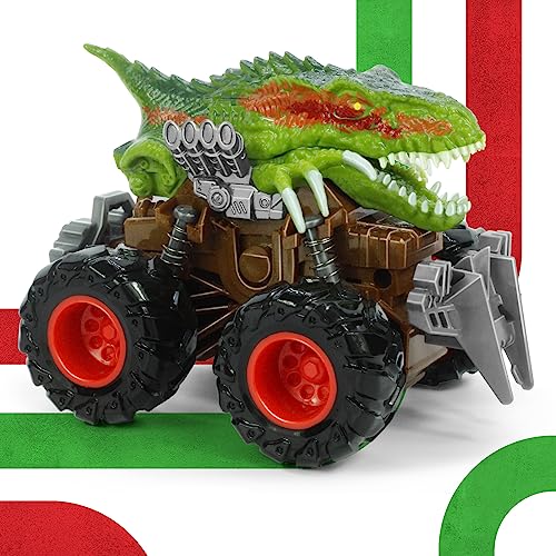 Oriate Dinosaur Monster Truck 47 Push and Go Toys 35 Friction Powered ATV Velociraptor Dino Stunt Play Trucks for Kids Boys Girls 3 Years and Up 209G2 - Image 1