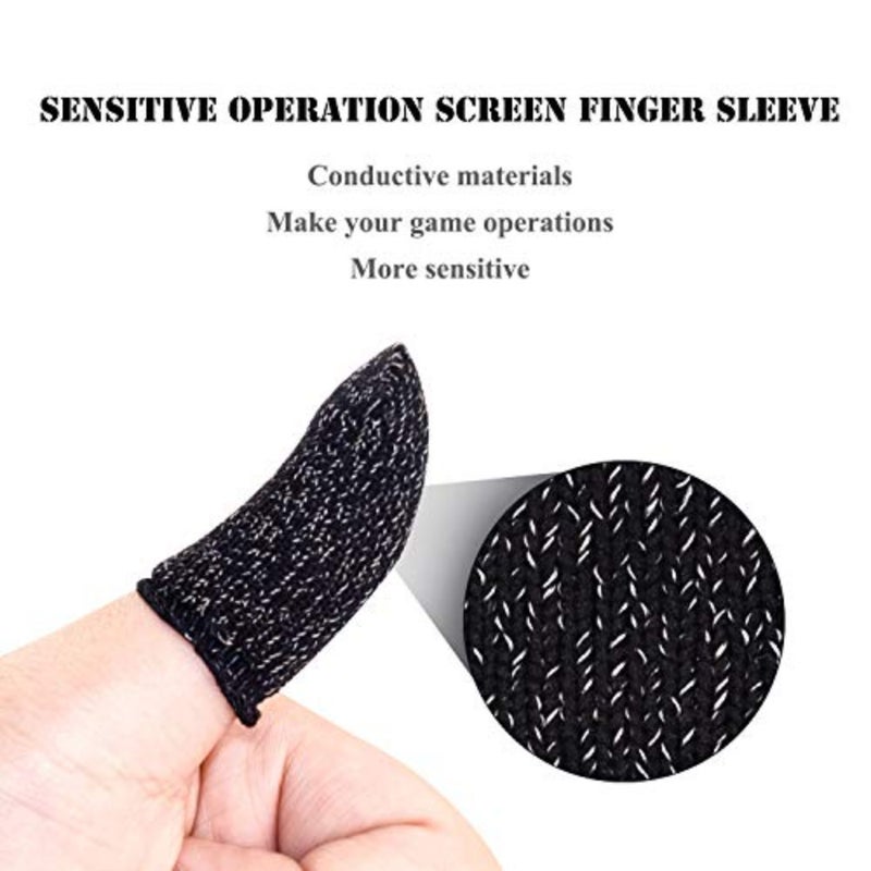 for Mobile Game Controller Finger Sleeve Sets [6 Pack], Anti-Sweat Breathable Full Touch Screen Sensitive Shoot Aim Joysticks Finger Set for Knives Out/Rules of Survival-Black - Image 3