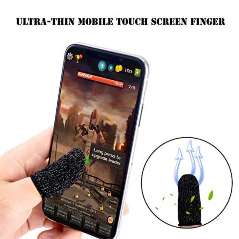 for Mobile Game Controller Finger Sleeve Sets [6 Pack], Anti-Sweat Breathable Full Touch Screen Sensitive Shoot Aim Joysticks Finger Set for Knives Out/Rules of Survival-Black - Image 5