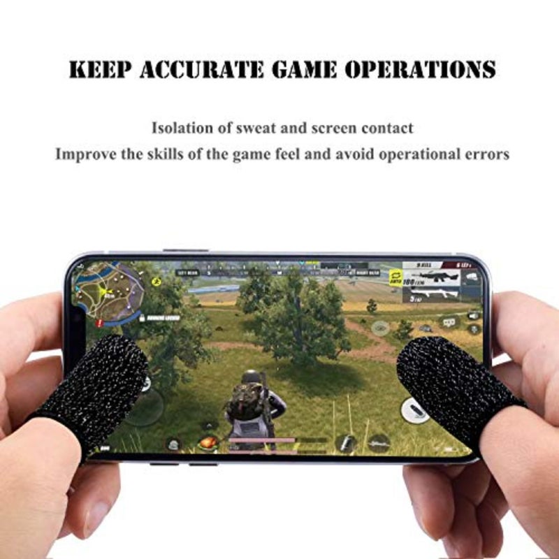 for Mobile Game Controller Finger Sleeve Sets [6 Pack], Anti-Sweat Breathable Full Touch Screen Sensitive Shoot Aim Joysticks Finger Set for Knives Out/Rules of Survival-Black - Image 2