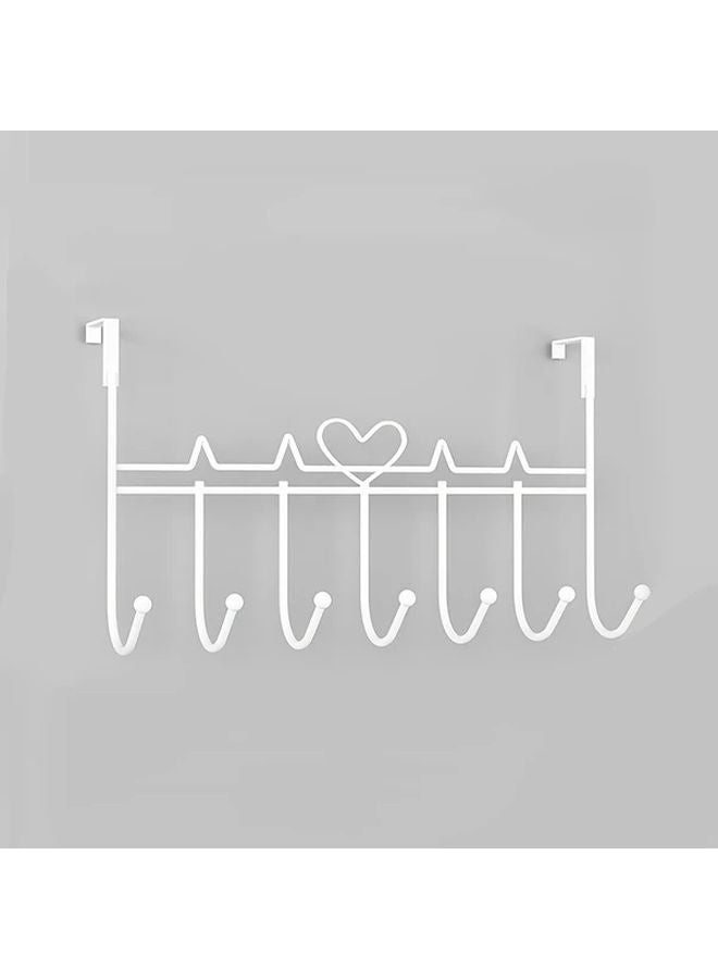 White Over The Door Hooks Nail Free Metal Hanging Rack For Towels Clothes Hats - Image 1