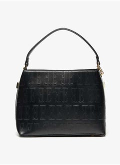 ELLE Women Monogram Embossed Crossbody Bag with Chain Detail and Zip Closure  - Image 4