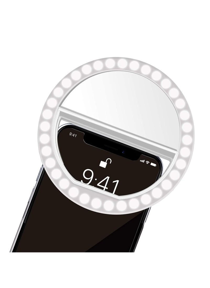 DUSALA Selfie Ring Light,LEDIN Rechargeable Portable Clip-on Selfie Fill Light with 36 LED for Smart Phone Photography,Camera Video,Girl Makes up (White-B,4,36LED)  - Image 2