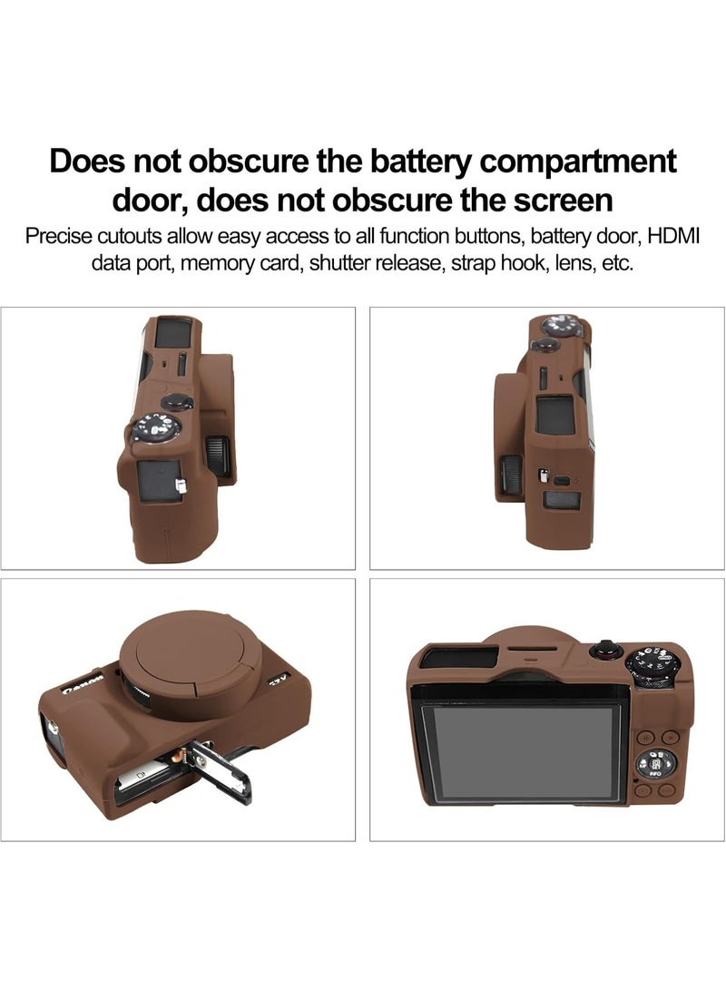 Premium Soft Silicone Protective Case with Removable Lens Cover for Canon Powershot G7X Mark III Digital Camera - Washable, Lightweight, and Stylish Protection (Brown) - Image 5