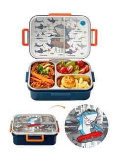 hibobi Kids Lunch Box Stainless Steel Bento Box - Shark Blue  - Image 3