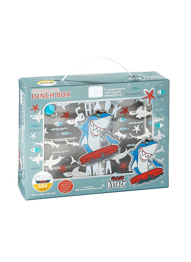 hibobi Kids Lunch Box Stainless Steel Bento Box - Shark Blue  - Image 2