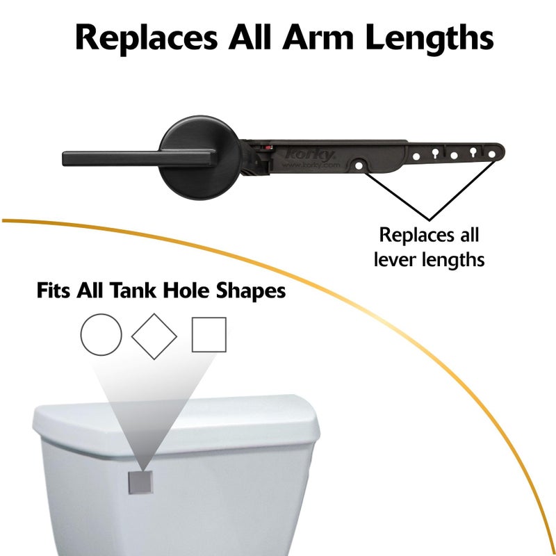 Korky StrongARM Metal Toilet Handle and Lever - Universal to Fit Front, Angled, Side, Left, and Right Mount Toilets - Contemporary Style in Matte Black - Image 4