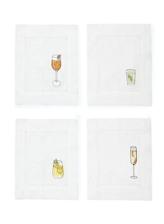 Sferra Aperitivo Embroidered Linen Cocktail Napkins (6x6), Set of Four - Image 2