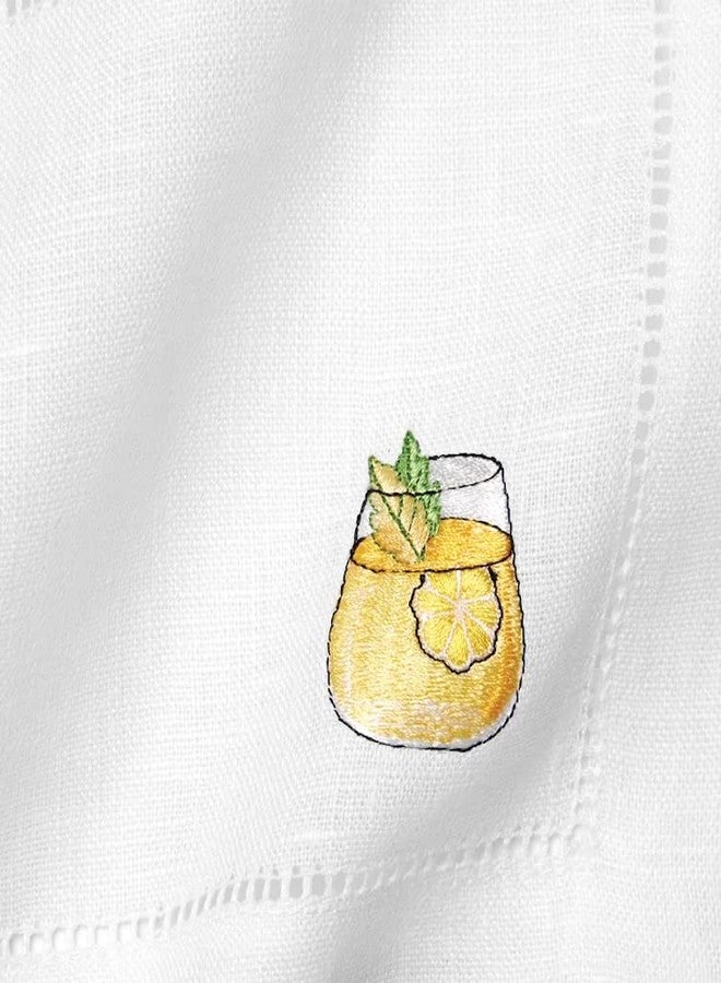 Sferra Aperitivo Embroidered Linen Cocktail Napkins (6x6), Set of Four - Image 5