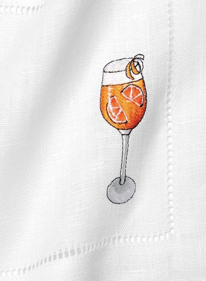 Sferra Aperitivo Embroidered Linen Cocktail Napkins (6x6), Set of Four - Image 3