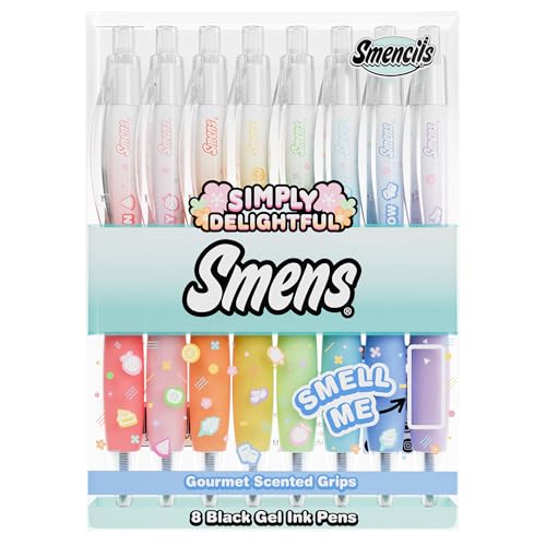 Scentco Simply Delightful Smens - Patented Gourmet Scented Black Gel Ink Pens, Medium Point, 8 Count - Fun, Cute, Cool, Smelly Pens for Kids - Image 1