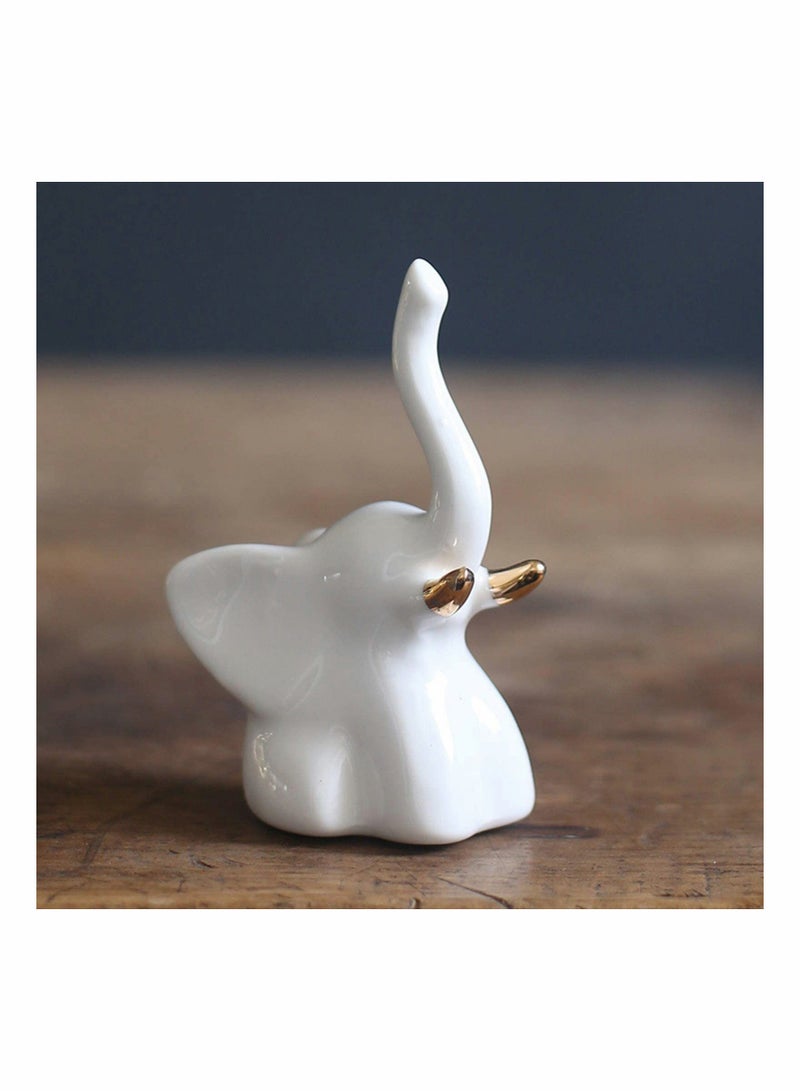 Elegant Gold and White Elephant Statues for Home Decor Perfect for Living Room Bedroom Shelves Set of 2 - Image 5
