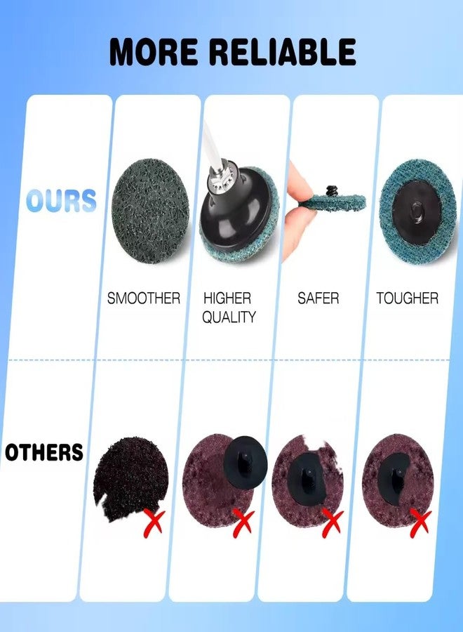 Rolokit 92PCS 2 Inch Quick Change Sanding Discs Set:90PCS Surface Conditioning Pneumatic/Die Grinder Sanding Discs with 1/4" Roll Lock Holder Pad for Metal Strip Clean Polish Burr Finish (Fine Medium Coarse) - Image 4