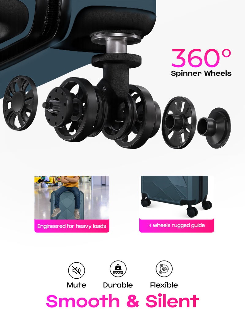 VIPTOUR 3PCS Hardside Trolley Luggage Set with Expandable Zipper, Multi Directional Wheels,  Combination Number Lock - Image 2