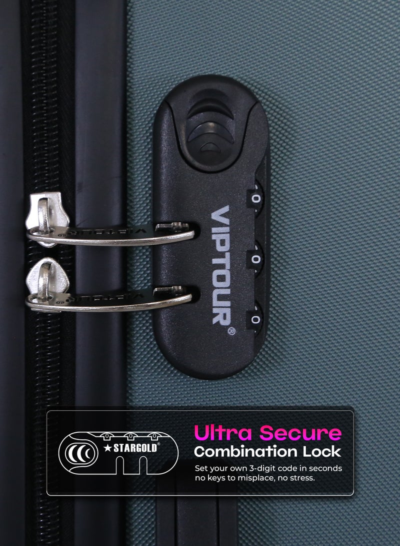 VIPTOUR 3PCS Hardside Trolley Luggage Set with Expandable Zipper, Multi Directional Wheels,  Combination Number Lock - Image 3
