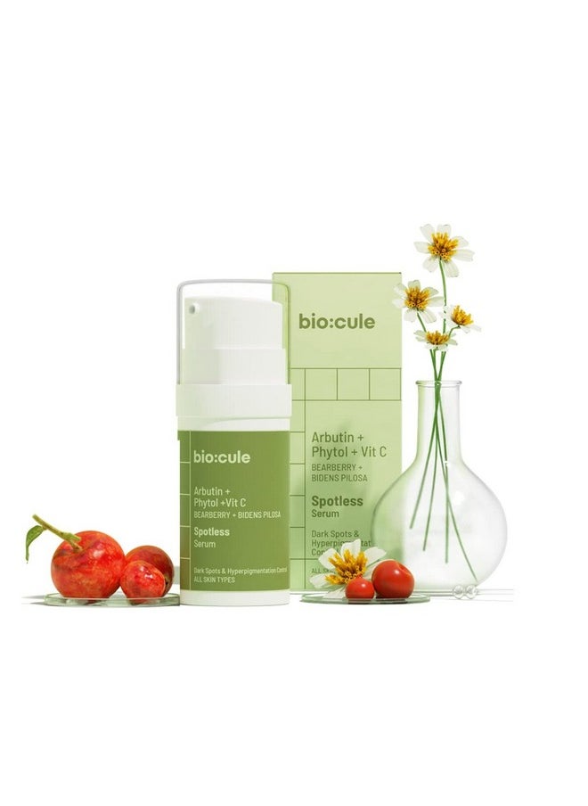 Biocule Spotless Vitamin C Face Serum Arbutin Phytol & Vitamin C From Bearberry Bidens Pilosa & Kakadu Plum For Hyperpigmentation Dark Spots Freckles & Blemishes Light Gel For All Skin Types 15Ml  - Image 1