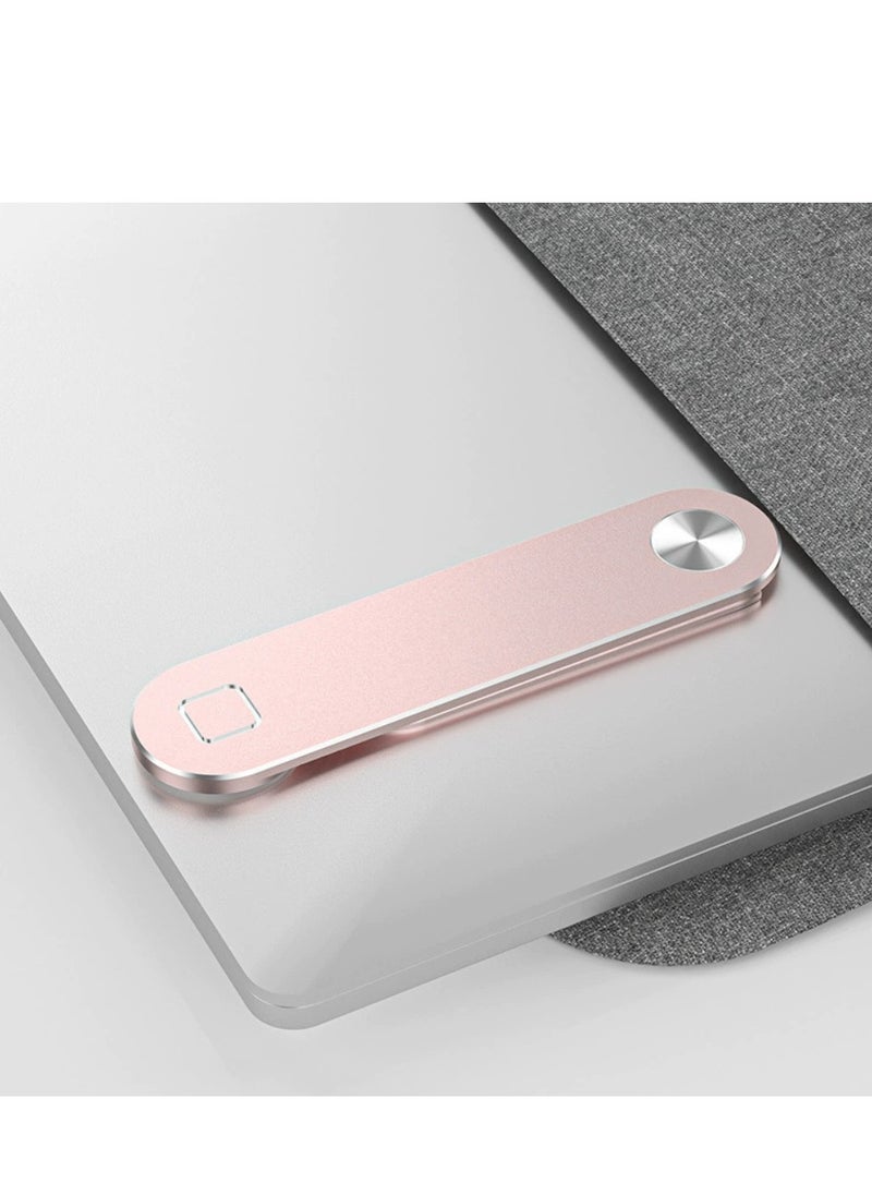 T NEWFUN Adjustable Laptop Stand, Magnetic Phone Holder, Slim Computer Monitor Side Mount Clip for iPhone MagSafe Series & All Phones, Portable Foldable Computer Expansion Bracket, (Pink)  - Image 2