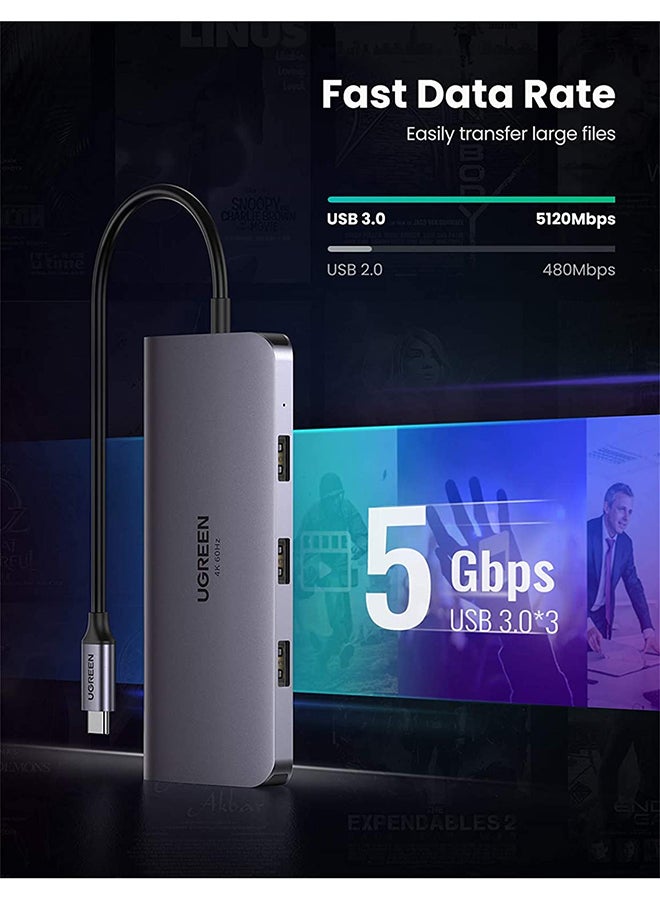 Ugreen USB C Hub 9-in-1 Type C to 4K 60Hz HDMI Multiport Adapter Dock with VGA, Gigabit Ethernet, PD Charging, 3 USB 3.0 Ports SD Card Reader - Image 5