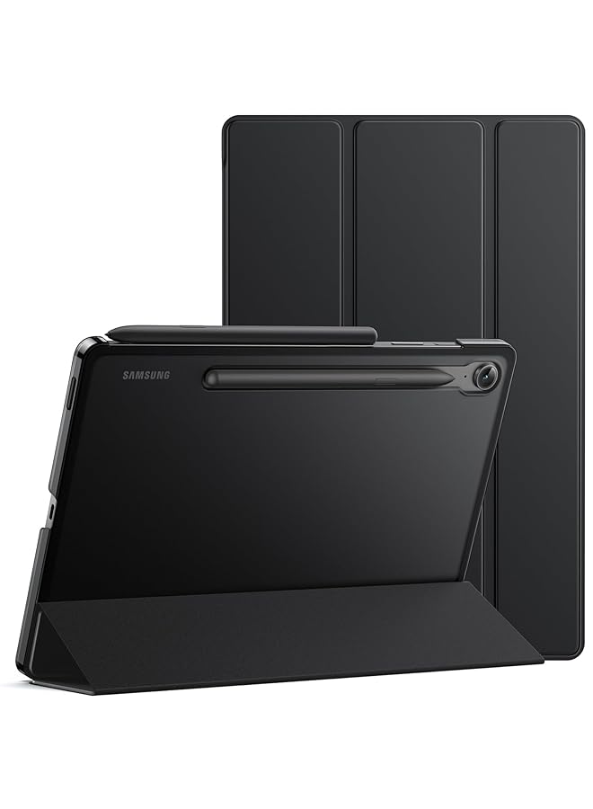 Jetech Case For Samsung Galaxy Tab S9 Fe 10.9 Inch Slim Translucent Back Tri Fold Stand Protective Tablet Cover Support S Pen Charging Auto Wake Sleep Black - Image 1
