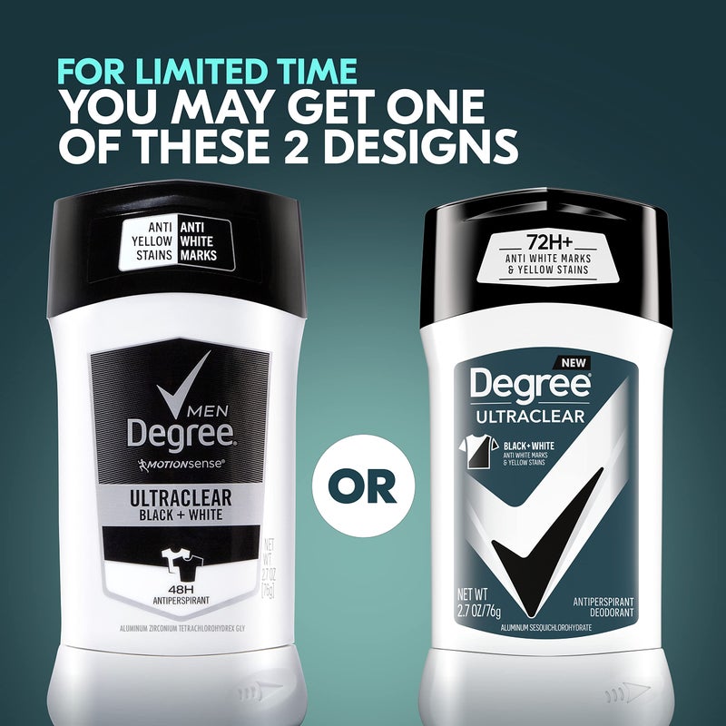 Degree Men UltraClear Antiperspirant Deodorant Black + White 72-Hour Sweat & Odor Protection Antiperspirant For Men With MotionSense Technology 2.7 Ounce (Pack of 4) - Image 2