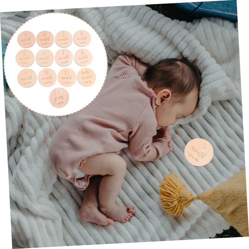Monthly Commemorative Growth Cards For Newborn Photography 13Pcs Smooth Edge Home Decor Props - Image 3