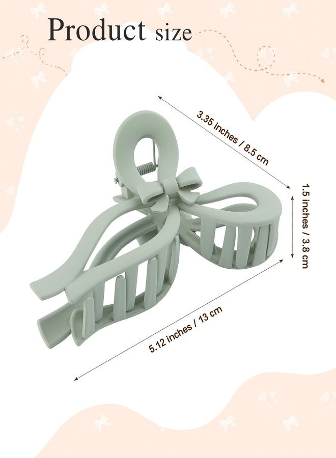 AWAYTR 4 PCS Bow Hair Clips for Women Bow Claw Clip 5" Large Hair Claw Clips for Thick and Long Hair Cute Bows Jaw Clip (Pink + Blue + Green + Dark Apricot) - Image 2