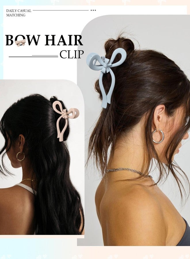 AWAYTR 4 PCS Bow Hair Clips for Women Bow Claw Clip 5" Large Hair Claw Clips for Thick and Long Hair Cute Bows Jaw Clip (Pink + Blue + Green + Dark Apricot) - Image 5