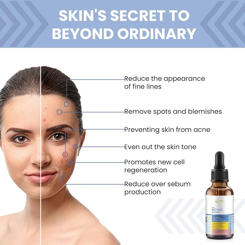 Lass Natural 1 Retinol Face Serum for Improve Fine Line Brightening Glowing Skin and Deep Nourishment Repair and Revive Aging Skin30ml - Image 4