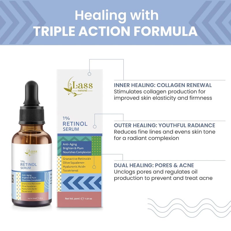 Lass Natural 1 Retinol Face Serum for Improve Fine Line Brightening Glowing Skin and Deep Nourishment Repair and Revive Aging Skin30ml - Image 5
