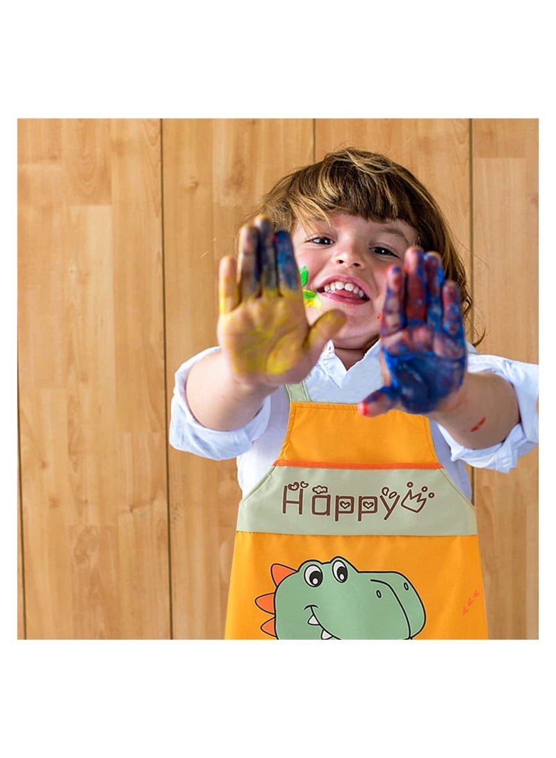 Excefore Children's Dinosaur Apron, Kids Art Aprons with Pocket Adjustable Waterproof for Home Cooking Baking Painting Artists Apron Kichen Feeding Smock Boys Girls Chef Baking - Image 3
