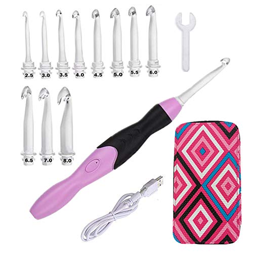 Yarniss Lighted Crochet Hooks Set - 11 Sizes Light Up Crochet Hooks with Case,Rechargeable Crochet Hook with Light,2.5mm to 8mm - Image 1