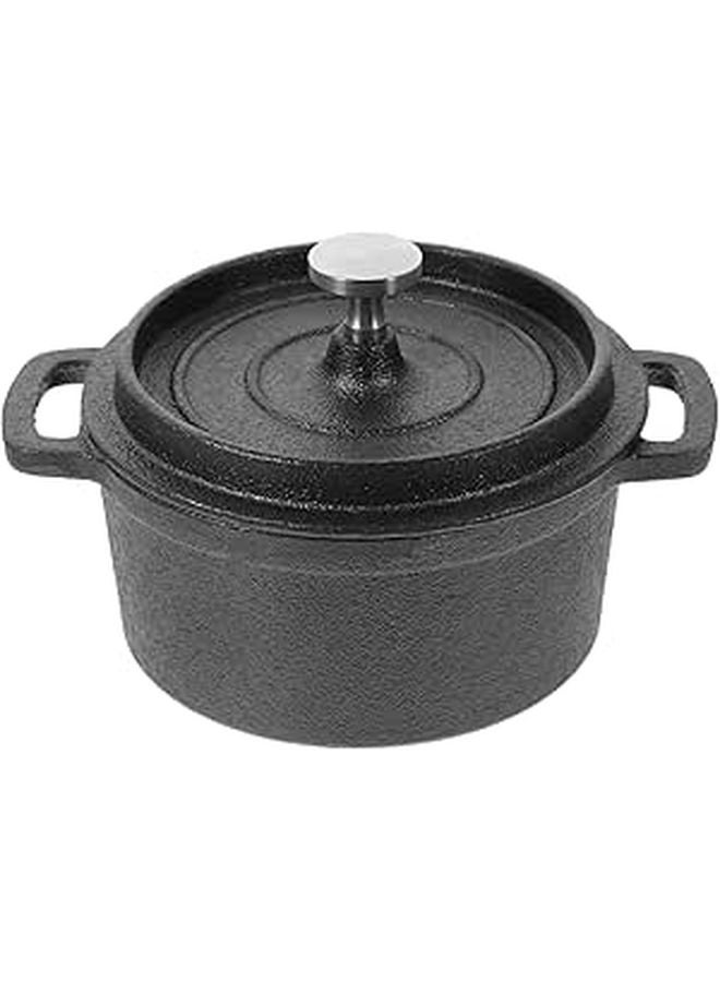Small 10cm Cast Iron Milk Pot With Lid For Heating Soup Stew And Dairy - Image 1