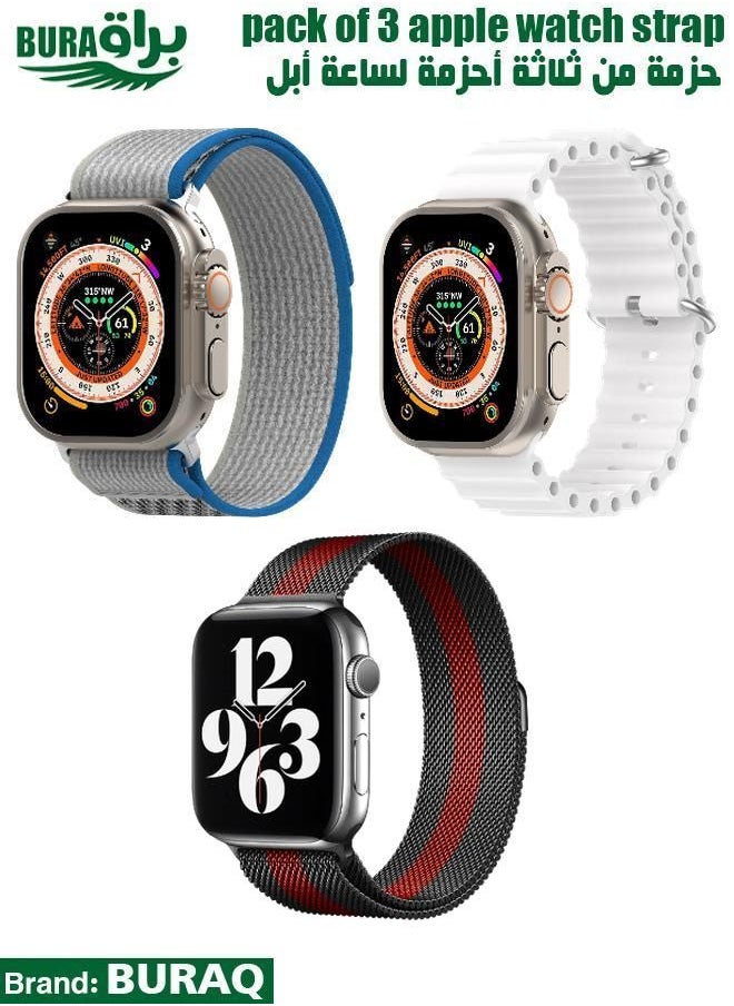 BURAQ - Apple Watch Band Strap For Apple Watch Ultra 2/Ultra 49mm, Series 10 46mm, 9/8/7 45mm, SE2/SE/6/5/4 44mm, 3/2/1 42mm - Image 1