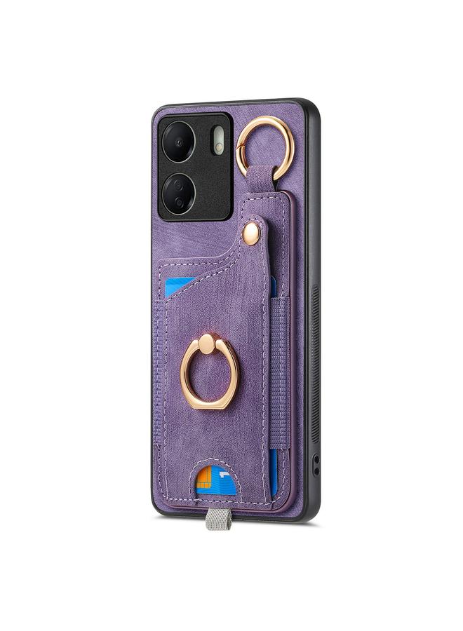 S-TOP Case For Redmi 9C Retro Skin-feel Ring Card Bag Phone Case with Hang Loop - Image 2