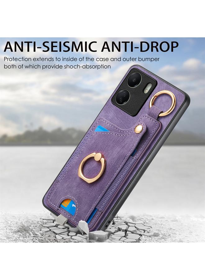 S-TOP Case For Redmi 9C Retro Skin-feel Ring Card Bag Phone Case with Hang Loop - Image 4