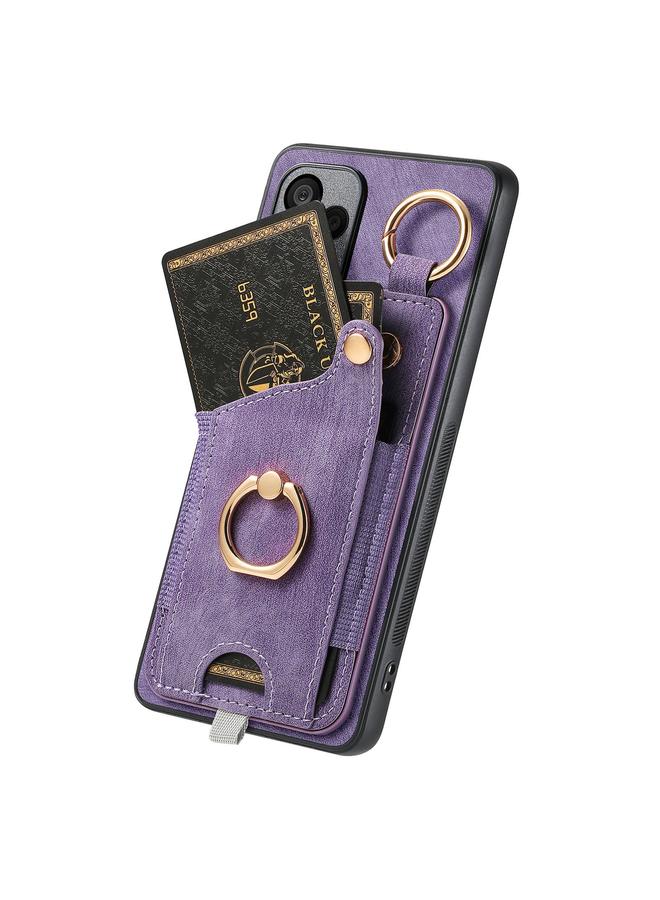 S-TOP Case For Redmi 9C Retro Skin-feel Ring Card Bag Phone Case with Hang Loop - Image 3
