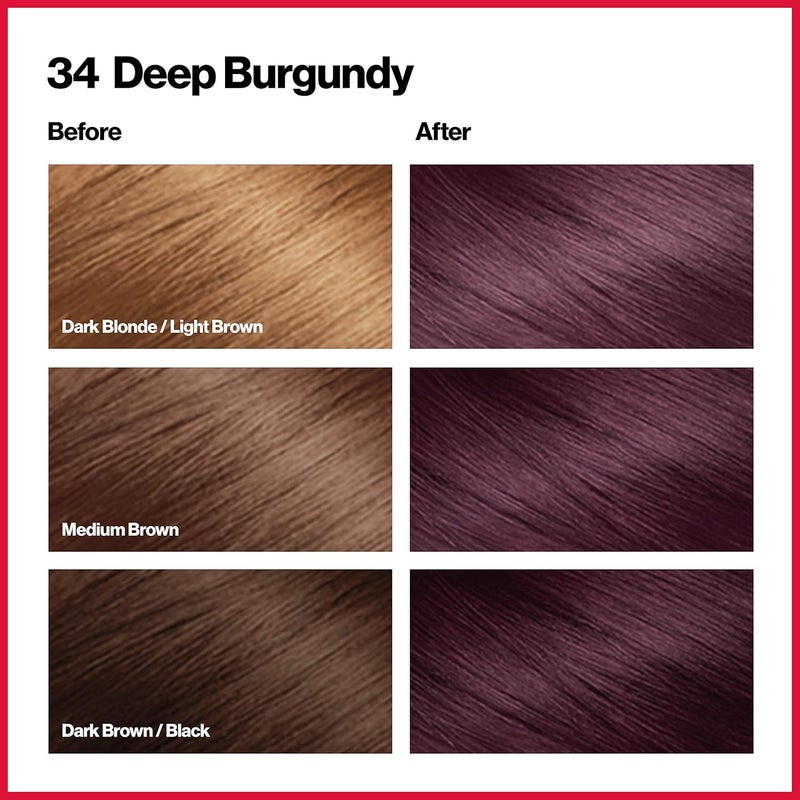 Revlon Permanent Hair Color, Permanent Hair Dye, Colorsilk with 100% Gray Coverage, Ammonia-Free, Keratin and Amino Acids, 34 Deep Burgundy, 4.4 Oz (Pack of 1) - Image 2