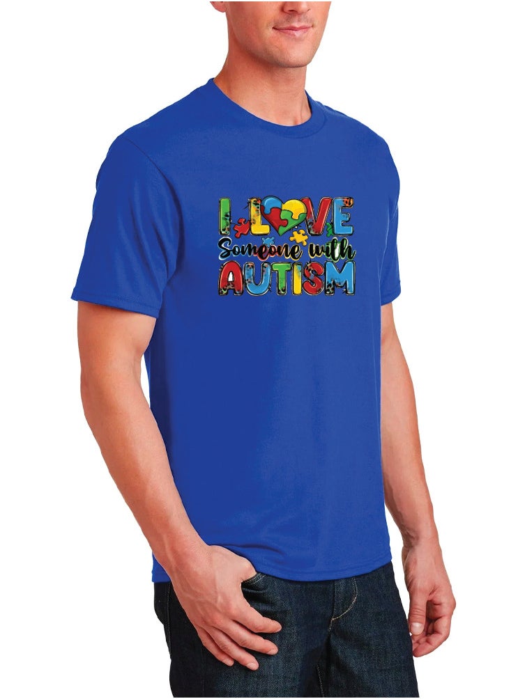 PRINTSHOP4ME - Autism Awareness Adult T-Shirt for Mens - Round Neck Short Sleeve Cotton T-Shirt - Men's T-Shirt for Autism Acceptance - Puzzle Piece Awareness Tshirt - Image 1