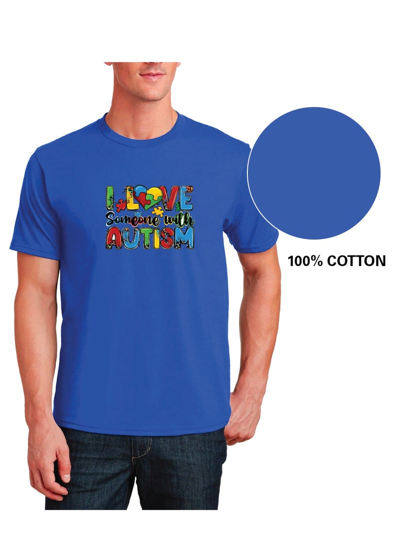 PRINTSHOP4ME - Autism Awareness Adult T-Shirt for Mens - Round Neck Short Sleeve Cotton T-Shirt - Men's T-Shirt for Autism Acceptance - Puzzle Piece Awareness Tshirt - Image 1