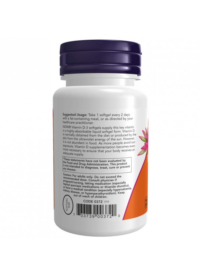 now NOW Supplements, Vitamin D-3 5,000 IU, High Potency, Structural Support, 120 Softgels  - Image 3