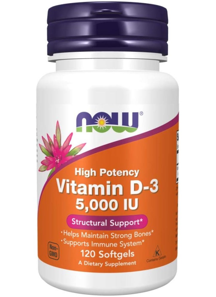 NOW Supplements, Vitamin D-3 5,000 IU, High Potency, Structural Support, 120 Softgels - pzsku/Z8A0A561D55CB6E4402D4Z/45/_/1731005925/188cebac-9fd4-4946-a01e-e1d0ea5fee90