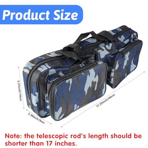 mouhike 17inch Fishing Tackle Carrier Bag with 2 Front Storage Pockets for Telescopic Rod Travel Large Capacity Carry Handbag for Collapsible Fishing Tool Accessory - Image 3