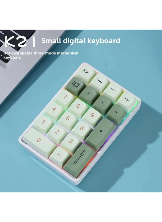 Triple Model Bluetooth Wireless Mechanical Digital Keyboard 21 Keys Laptop External Account Digital Zone Small Keyboard-Color:Low Light-red Axis (three-mode Connection Rechargeable)  - Image 4