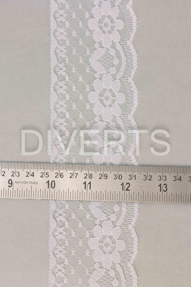 DIVERTS Soft Lightweight Nylon Lace and Border Material Dyeable, Net Ribbon for Wedding Invitation Card, Curtain, Tablecloth Slipcover, Sofa Cover Dupattas, Saree Suit Borders, 10 Mtr x 5CM (White B) - Image 3