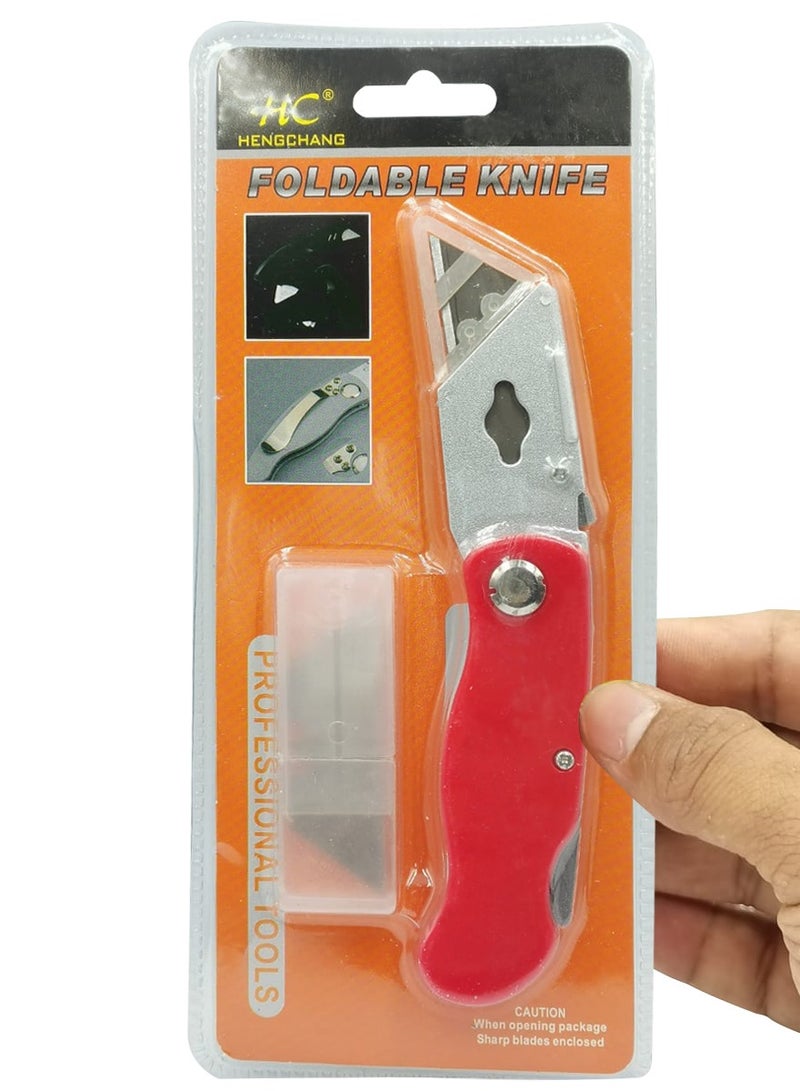 HC Folding Precision Trimming Tool with Quick Change Mechanism, Safety Lock, Non-Slip Handle, Extra Refills for DIY Projects - Image 4
