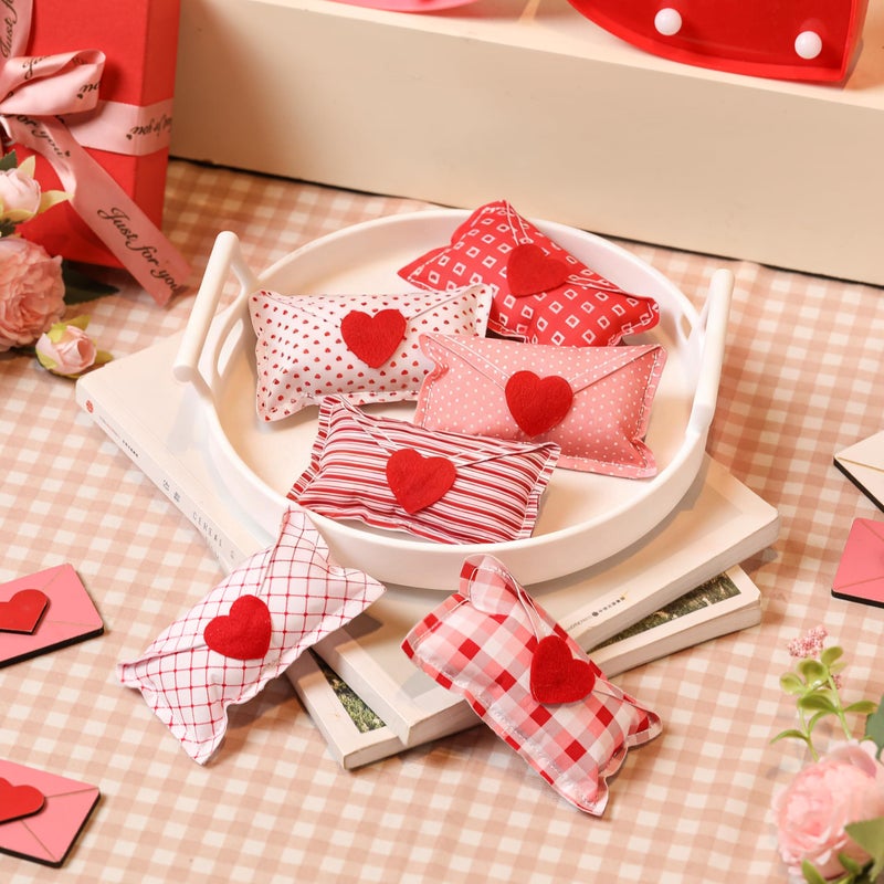 KORMMCO Valentines Ornaments Fabric Heart Envelope - 6PCS Red Pink Valentine Envelope Decorations for Wedding Party, Farmhouse Tiered Tray Anniversary Decorations - Image 4