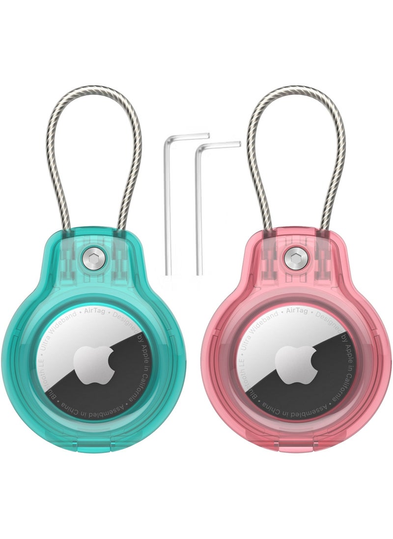 Generic - Suitable for Apple AirTag Holder Secure Lock Keychain, AirTag Case Transparent Protective Cover, Air Tag Luggage Tracker Accessories, Pet Dog Collar Device, Comes with 2 Unlocking Wrenches - Image 1